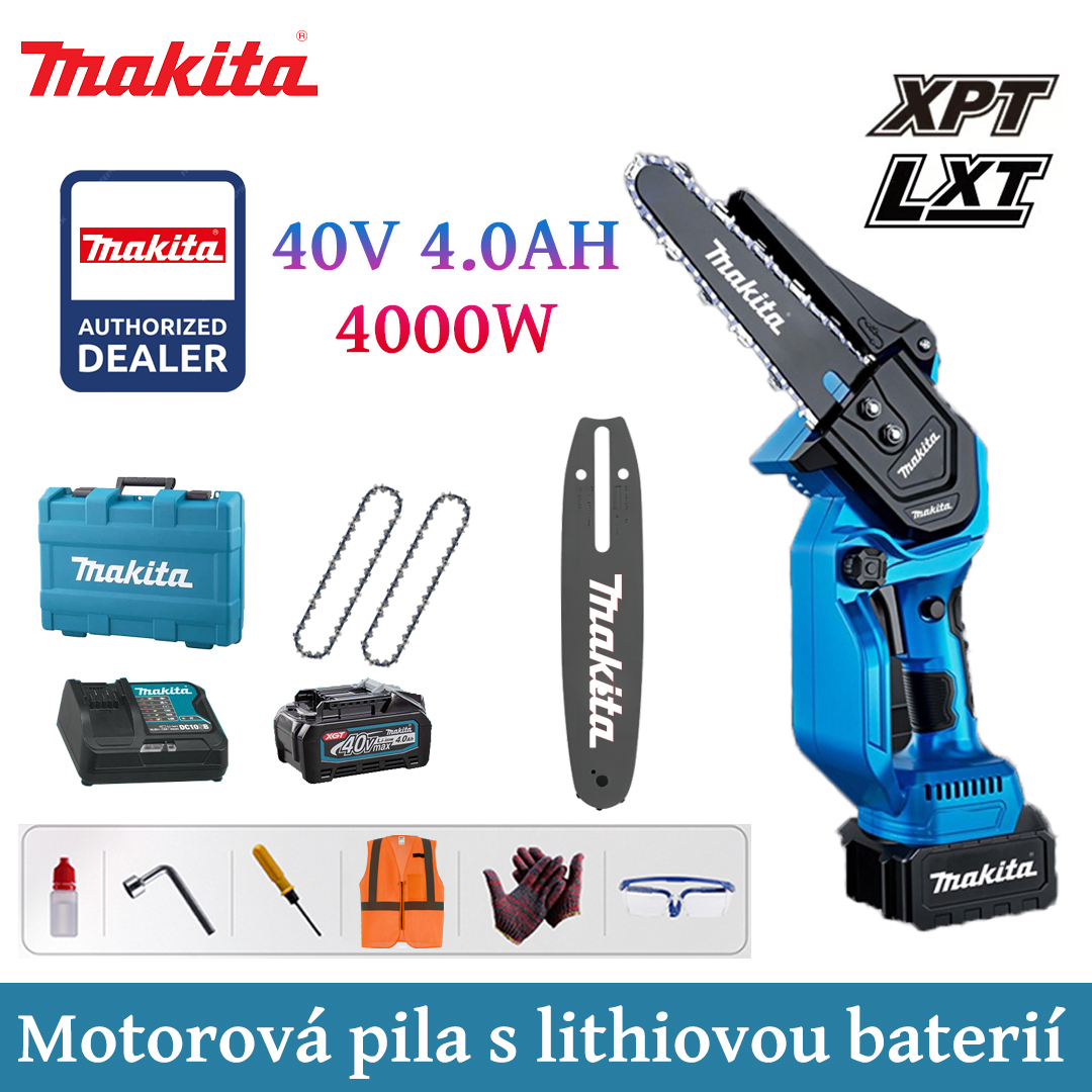 Litijska električna motorna pila od 8 inča od 4000 W, 40 V 5,0 Ah baterija*1, punjač, ​​vodilica*1, lanac*2, kutija s alatom, mazivo i naočale